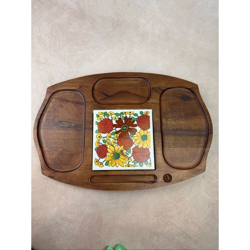 Vintage 1970s Wooden Cheeseboard Serving Tray MCM READ